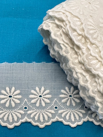 Modern Cotton Trim White Broderie Anglaise 6cm Wide