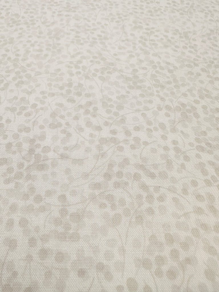 Modern Fabric Quilt Cotton Pale Cool Grey All Over Twigs & Buds on White 108cm Wide