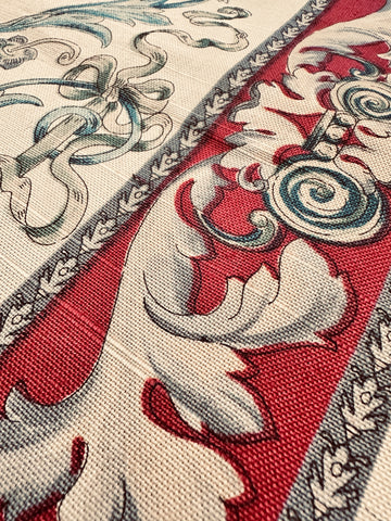 Vintage Fabric Giralda Pepe Penalver Spain Hand Printed Linen Cotton Upholstery 70cm Wide