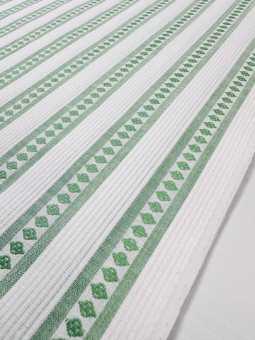 Vintage Fabric 1950s 1960s Cotton Pique w/ Fancy Weave Stripe 88cm Wide