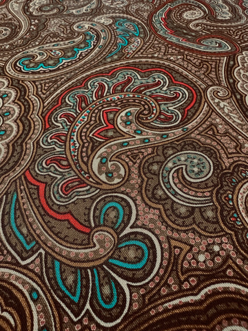 Vintage Fabric 1980s Dramatic Brown Paisley 104cm Wide