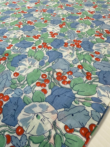 Vintage Fabric Oh My! Liberty?  Bright Old World Flowers & Berries Cotton 88cm Wide