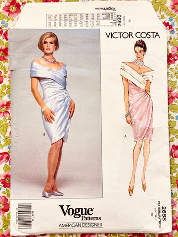 EVENING DRESS: Vogue American Designer Sewing Pattern Victor Costa 1991 Size 10 Complete FF *2688