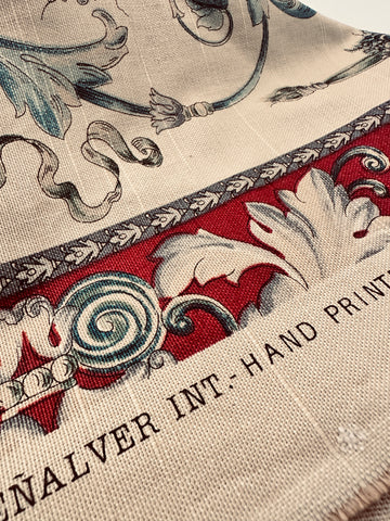 Vintage Fabric Giralda Pepe Penalver Spain Hand Printed Linen Cotton Upholstery 70cm Wide