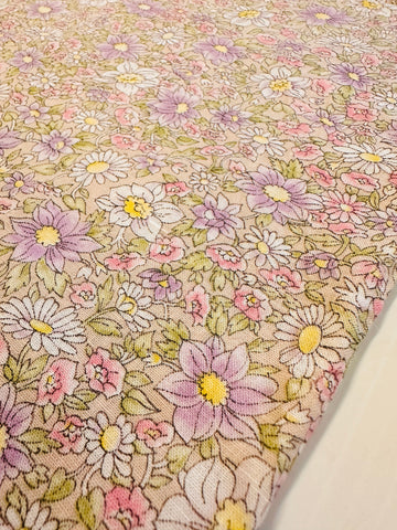 Vintage Fabric 1980s Light Weight Cotton Cottagecore Pastel Floral 85cm Wide