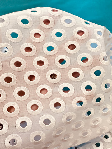 Vintage Fabric 60s 70s Light Weight Cotton Swiss? Eyelet 124cm Wide