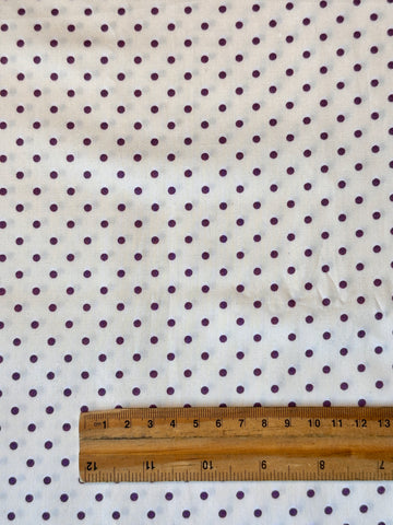 Modern? Vintage 80s? Fabric Sweet Tiny Dark Lavender Dots on Cream Quilt Cotton 112cm Wide