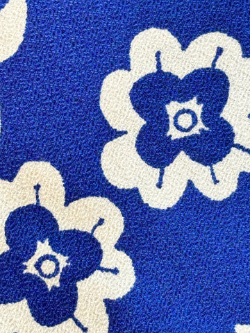 Vintage Tablecloth Crispy Unused Cotton Crepe 1970s Blue & White 120cm x 164cm
