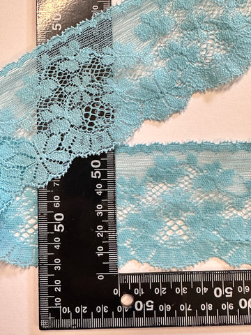 Vintage Trim Stretch Synthetic Lace 80s? 90s? Rich Sky Blue Lingerie 60mm Wide