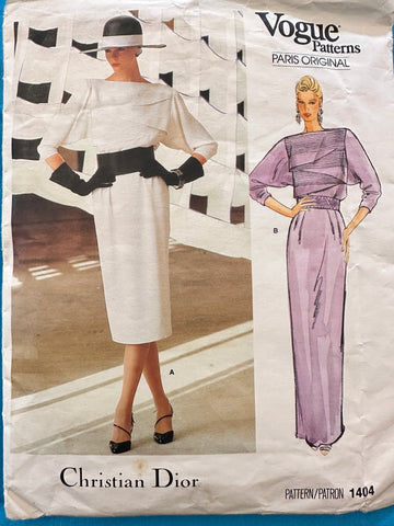 DRESS: Vogue Paris Original Sewing Pattern Christian Dior 1980s Size 10 Cut Complete *1404