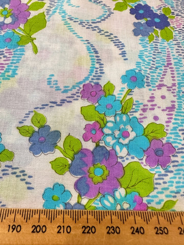 Vintage Fabric 1970s Hippie Boho Cotton Voile 88cm Wide