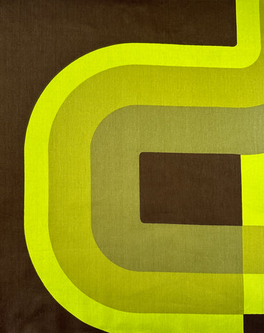 REMNANT Vintage Fabric 1970s Super Graphic Retro Curves Greens Brown Sonata 57cm x 51cm
