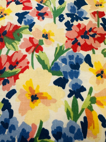 Vintage Fabric 1980s Bloomcraft Drapery Cotton Magnificent Bright Floral 124cm Wide