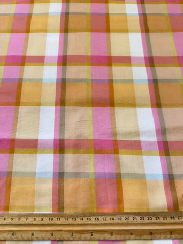 Modern Fabric 2000s Quality Adairs Cotton Sheeting Bright Plaid 100cm Wide