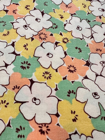 Vintage Fabric 40s 50s Dress Cotton w/ Pretty Floral 88cm Wide