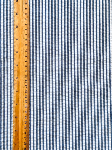 Vintage Fabric Modern? Vintage? Classic Chambray Blue White Cotton Blend Seersucker 112cm Wide