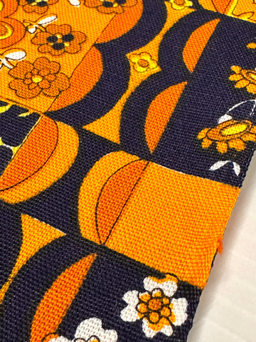 Vintage Fabric 60s 70s Wild Flower Power Cotton 90cm Wide