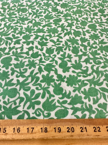 Vintage Fabric 1930s? 40s? Rare Tootal Namrit Cotton w/ Art Deco Green Simple Flowers 88cm Wide