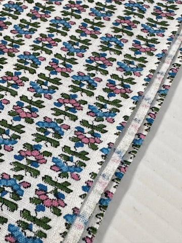 Vintage Fabric 1950s 60s Crispy Cotton w/ Small Buti Style Flowers 88cm Wide