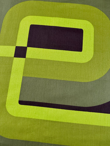 PATTERN REPEAT Vintage Fabric 1970s Super Graphic Retro Curves Greens Brown Sonata 58cm Wide