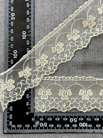 Vintage Cream/Pale Yellow Lace Trim Mid-Century Intricate 4.3cm Wide