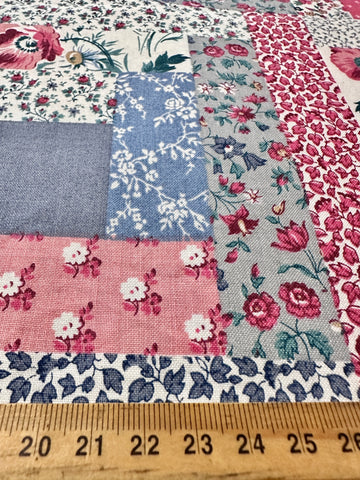Vintage Fabric Quilting Cotton 1980s Faux Log Cabin Patchwork Cranston VIP 112cm Wide