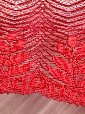 Vintage Trim Synthetic Lace 80s? 90s? Tomato Red Lingerie 85mm Wide