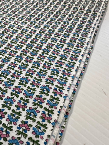 Vintage Fabric 1950s 60s Crispy Cotton w/ Small Buti Style Flowers 88cm Wide