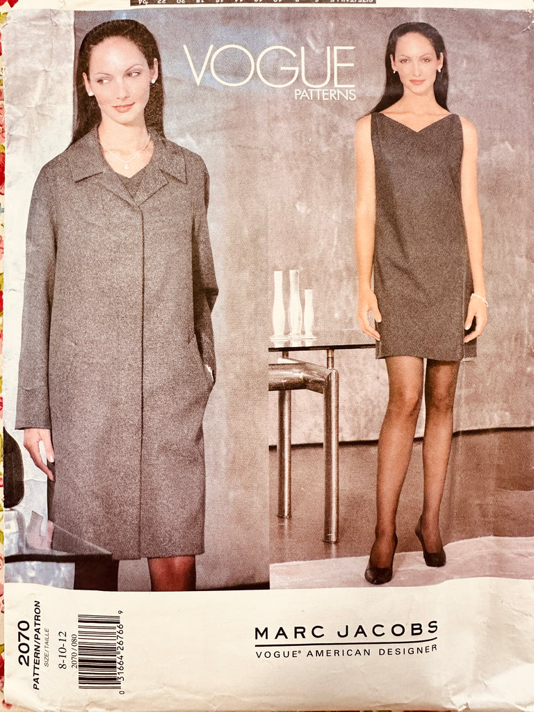 COAT & DRESS: Vogue American Designer Sewing Pattern Marc Jacobs 1997 Size 8-10-12 Complete FF *2070