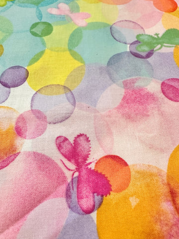 LAST 1/2m: Modern Fabric Quilt Cotton ‘Glee’ Tamara Kate for Michael Miller Bubbles Butterflies 112cm Wide