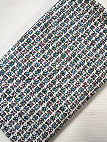 Vintage Fabric 1950s 60s Crispy Cotton w/ Small Buti Style Flowers 88cm Wide