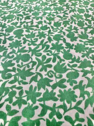 Vintage Fabric 1930s? 40s? Rare Tootal Namrit Cotton w/ Art Deco Green Simple Flowers 88cm Wide