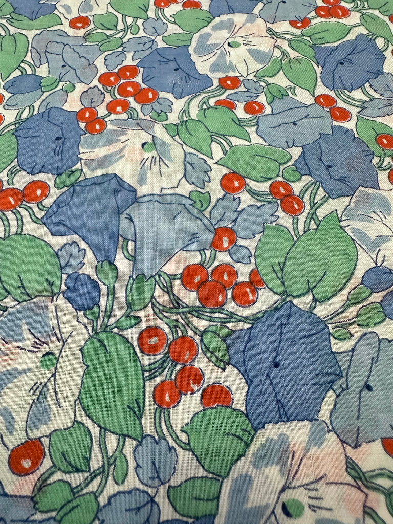 Vintage Fabric Oh My! Liberty?  Bright Old World Flowers & Berries Cotton 88cm Wide