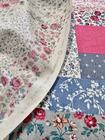 Vintage Fabric Quilting Cotton 1980s Faux Log Cabin Patchwork Cranston VIP 112cm Wide