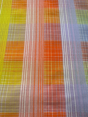 FAT QUARTER Vintage Fabric 70s 80s Bright Woven Plaid Cotton 56cm x 50cm