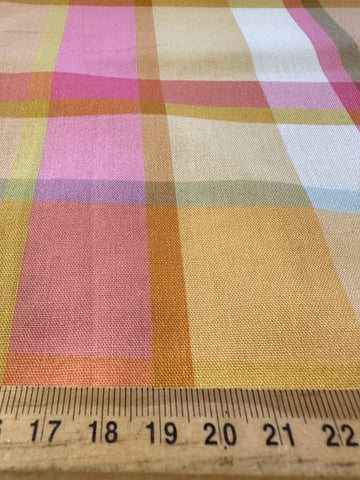 Modern Fabric 2000s Quality Adairs Cotton Sheeting Bright Plaid 100cm Wide