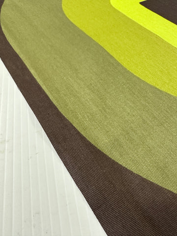 REMNANT Vintage Fabric 1970s Super Graphic Retro Curves Greens Brown Sonata 59cm x 41cm