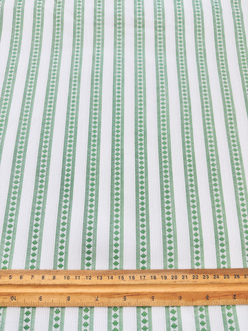 Vintage Fabric 1950s 1960s Cotton Pique w/ Fancy Weave Stripe 88cm Wide