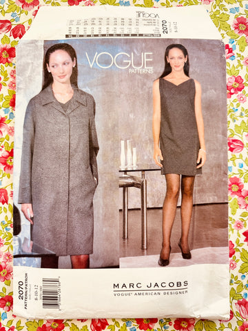 COAT & DRESS: Vogue American Designer Sewing Pattern Marc Jacobs 1997 Size 8-10-12 Complete FF *2070