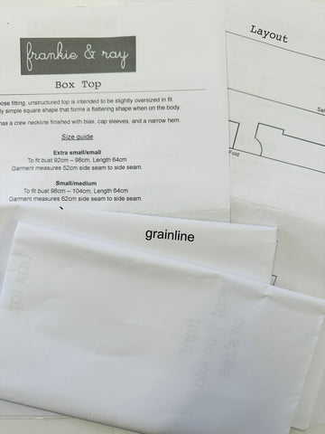 BOX TOP: frankie & ray Jo Dunsmuir Sewing Pattern Indie Sizes XS, S, M, Cut Used