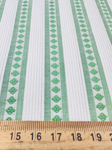 Vintage Fabric 1950s 1960s Cotton Pique w/ Fancy Weave Stripe 88cm Wide
