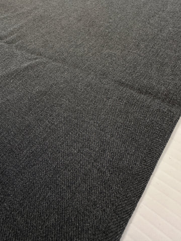 LAST PIECE Vintage Fabric Soft Wool 1980s? Dark Charcoal Suiting 128cm x 50cm