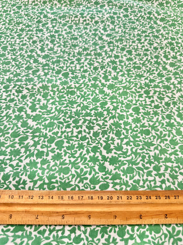 Vintage Fabric 1930s? 40s? Rare Tootal Namrit Cotton w/ Art Deco Green Simple Flowers 88cm Wide