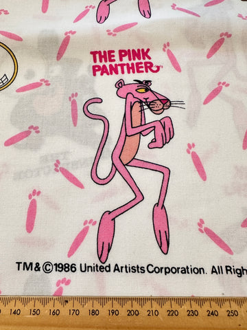 FAT QUARTER Rare Vintage Fabric Pink Panther 1986 Illustrations 52cm Wide
