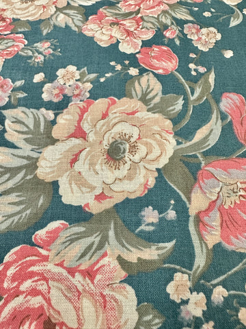 Modern Fabric 2000s Quality Cotton Pink Flowers on Teak 100cm Wide