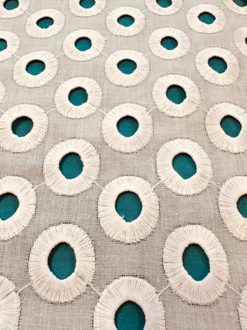 REMNANT Vintage Fabric 60s 70s Light Weight Cotton Swiss? Eyelet 41cm x 50cm