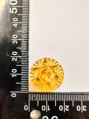 Vintage Button 1950s? Cut Glass in Yellow w/ Shank 18mm