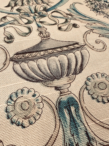 Vintage Fabric Giralda Pepe Penalver Spain Hand Printed Linen Cotton Upholstery 70cm Wide