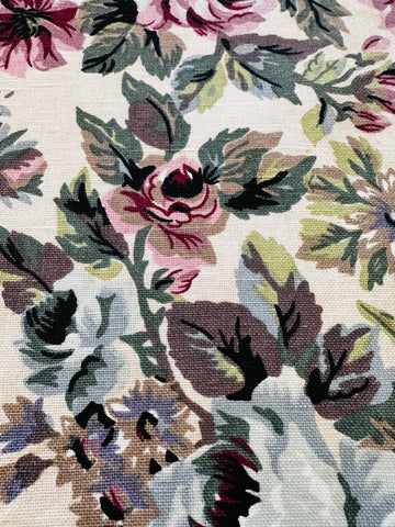 FAT QUARTER Vintage Fabric 1980s? Sanderson? Medium Floral on Bone Linen Blend 60cm x 50cm