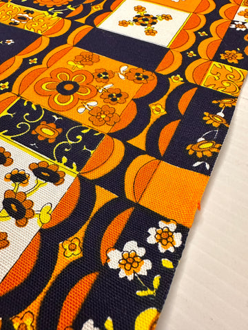 Vintage Fabric 60s 70s Wild Flower Power Cotton 90cm Wide